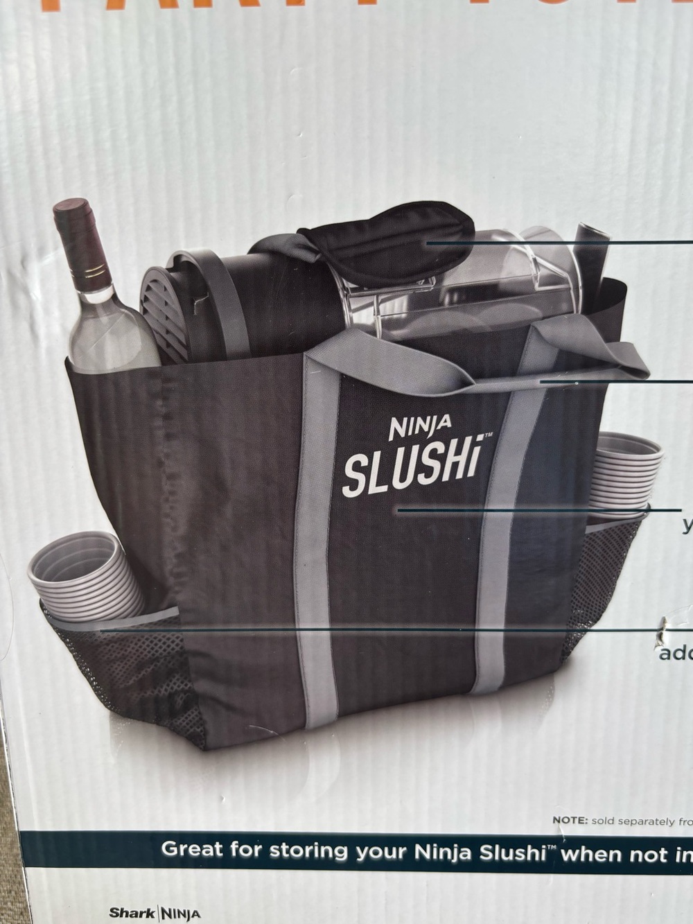 Ninja Slushi Travel Party Tote - Black with Gray Straps - Picture 3 of 5
